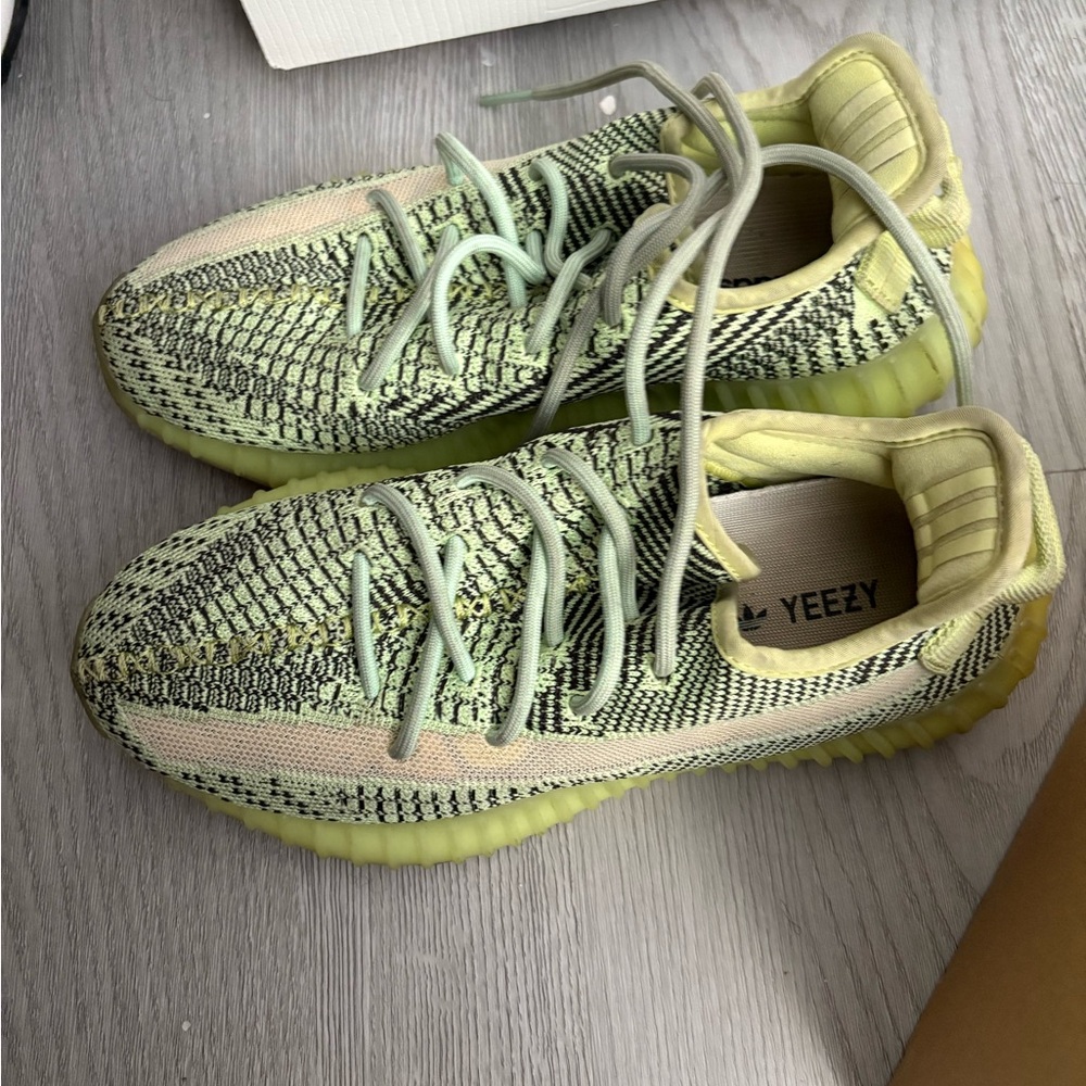 Yeezy Knit Sneakers in Green and Cream